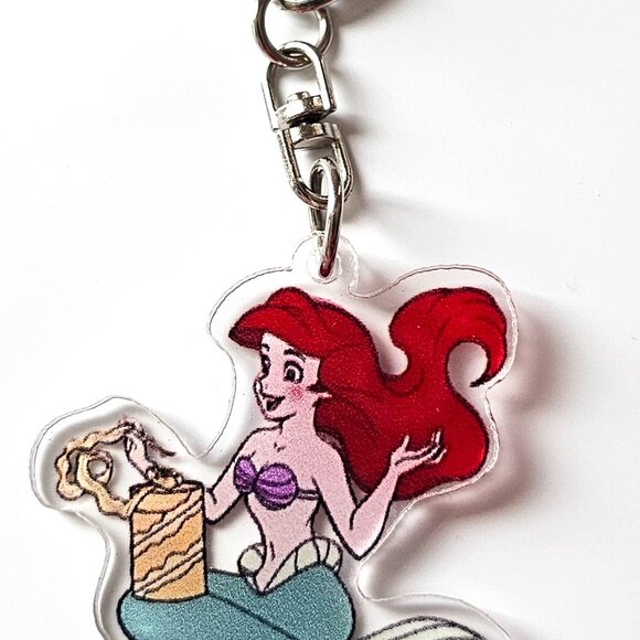 Ariel Keychain Holding Shell The Little Mermaid Acrylic Disney Bag Charm Gift - Picture 1 of 2